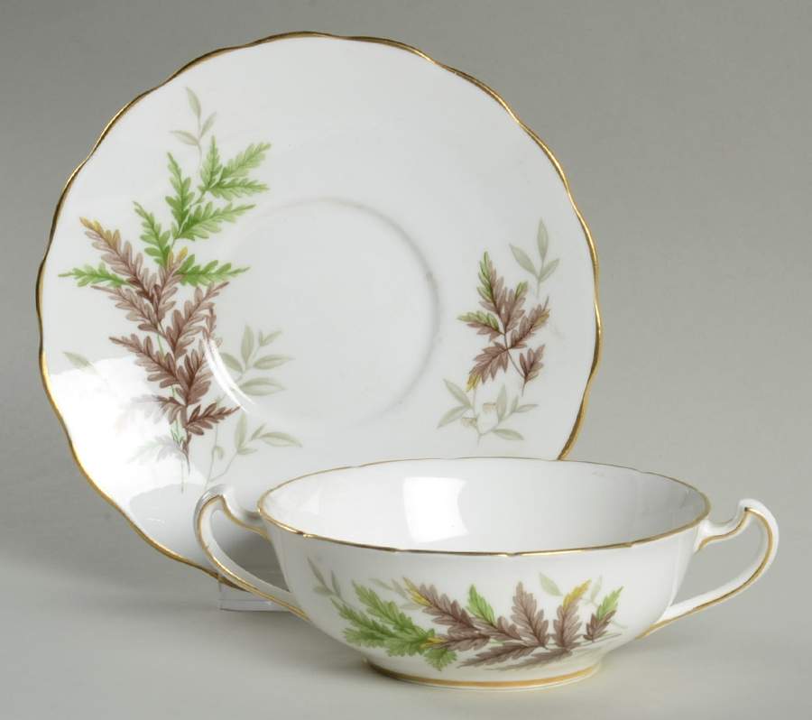 Spraywood Flat Cream Soup Bowl & Saucer Set by Melba-1