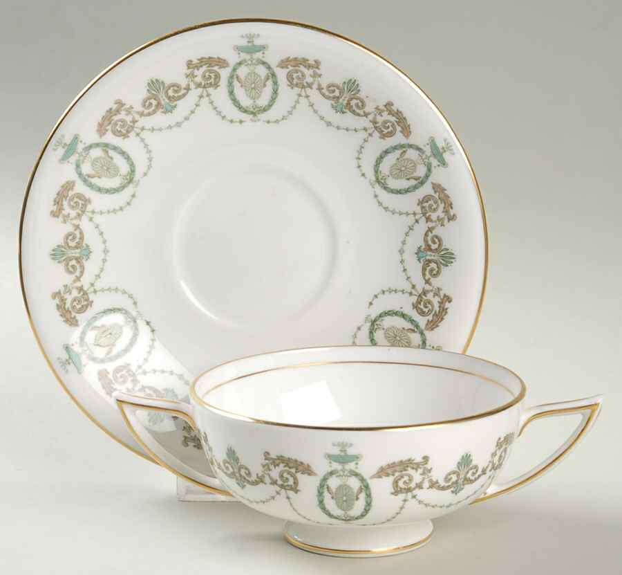 Adam Footed Cream Soup Bowl & Saucer Set by Minton-1