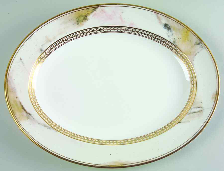 Alabaster & Gold 13" Oval Serving Platter by Minton-1