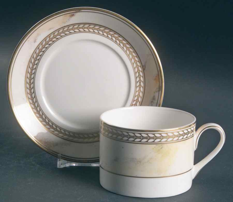 Alabaster & Gold Flat Cup & Saucer Set by Minton-1