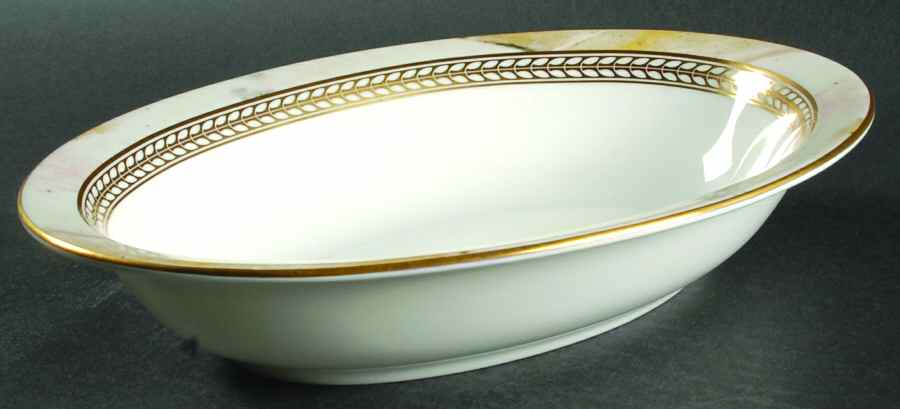 Alabaster & Gold 10" Oval Vegetable Bowl by Minton-1