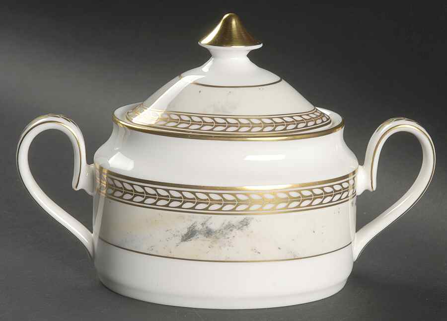 Alabaster & Gold Sugar Bowl & Lid by Minton-1