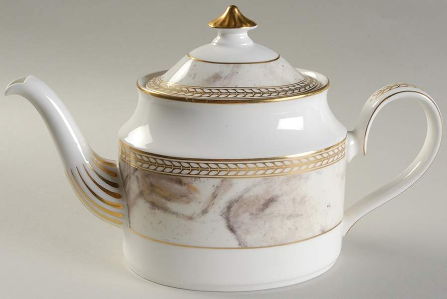 Alabaster & Gold Teapot & Lid by Minton-1