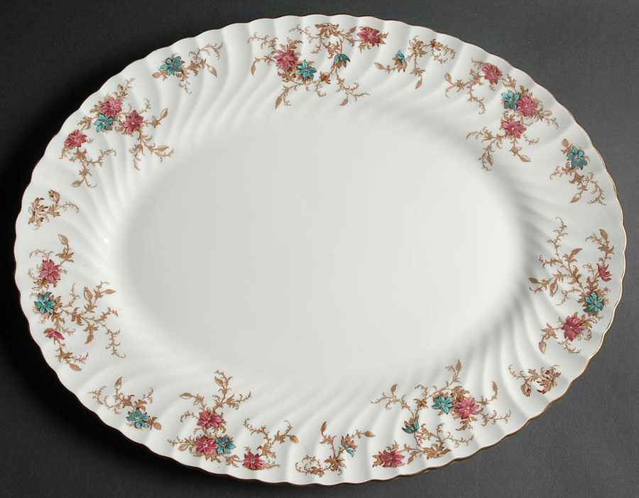 Ancestral (GLOBE BACKSTAMP) 15" Oval Serving Platter by Minton-1