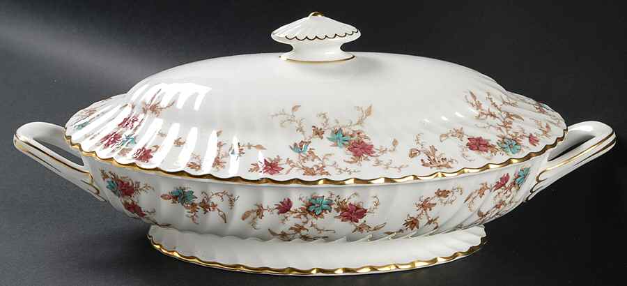 Ancestral (GLOBE BACKSTAMP) Oval Covered Vegetable by Minton-1