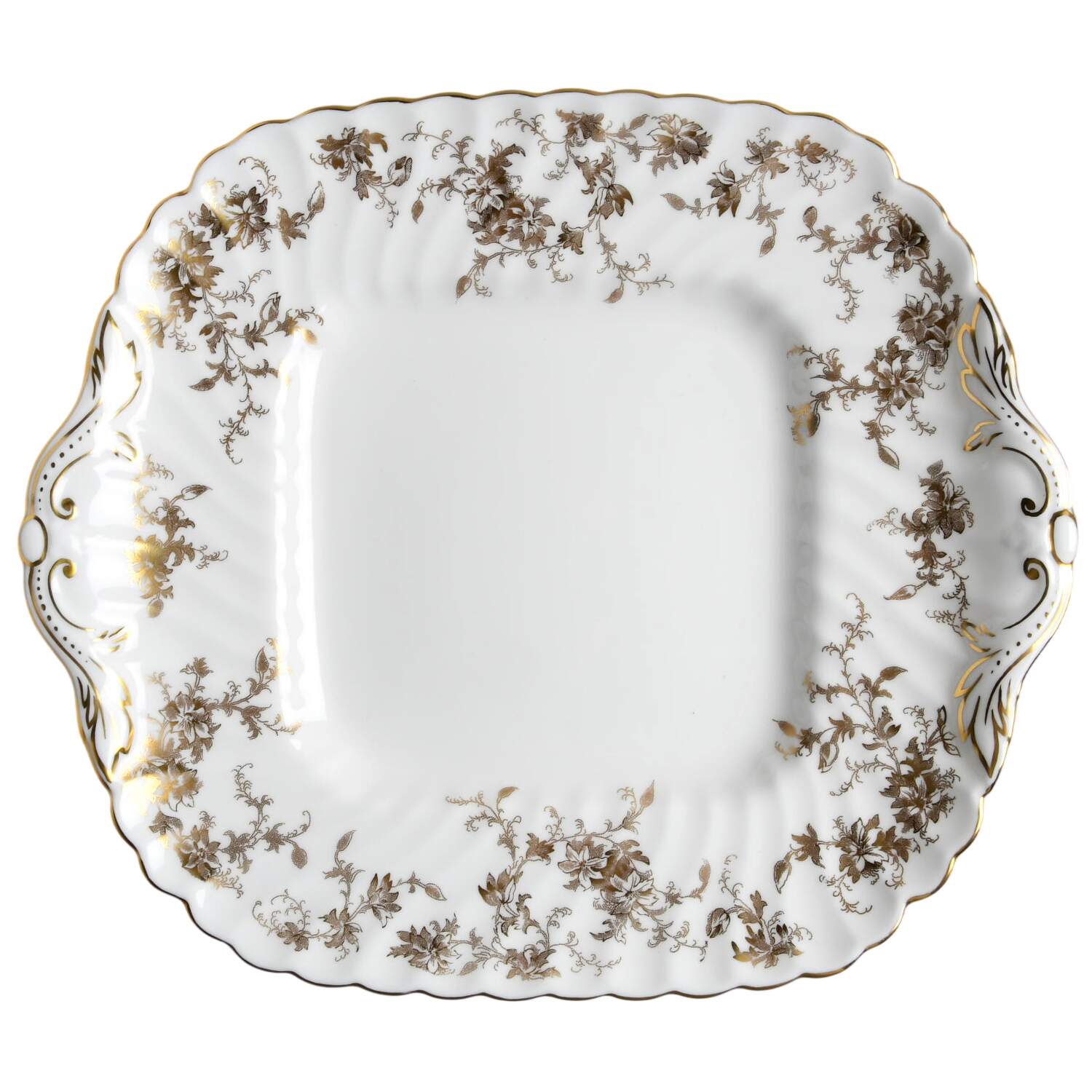 Ancestral Gold Square Handled Cake Plate by Minton-1
