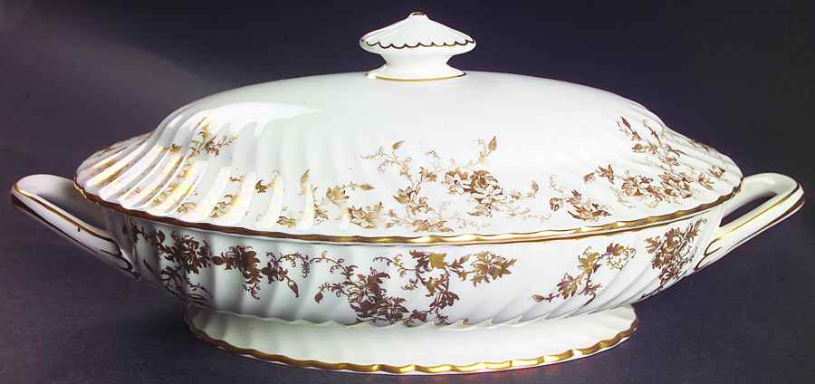 Ancestral Gold Oval Covered Vegetable by Minton-1