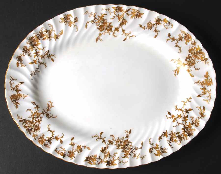 Ancestral Gold 12" Oval Serving Platter by Minton-1