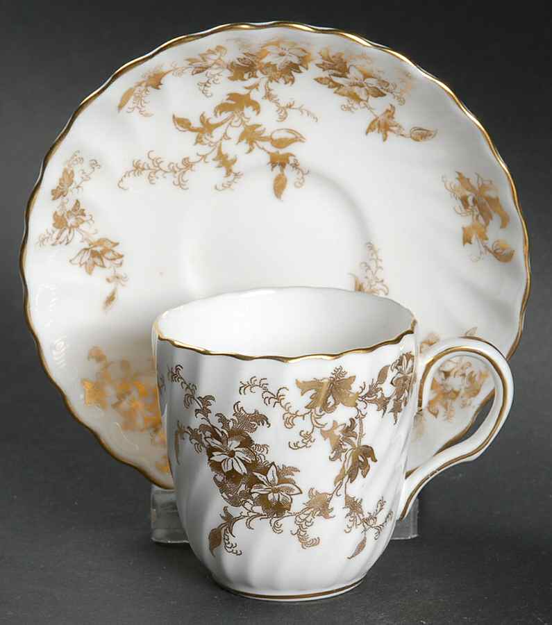 Ancestral Gold Flat Demitasse Cup & Saucer Set by Minton-1