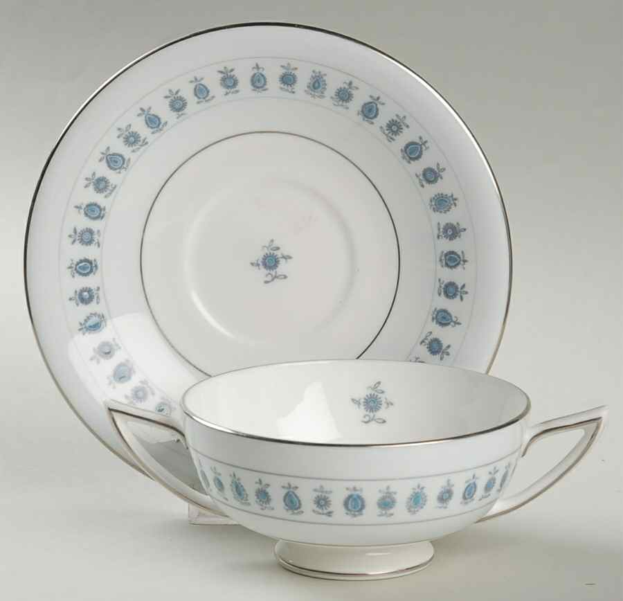 Ancient Lights Footed Cream Soup Bowl & Saucer Set by Minton-1