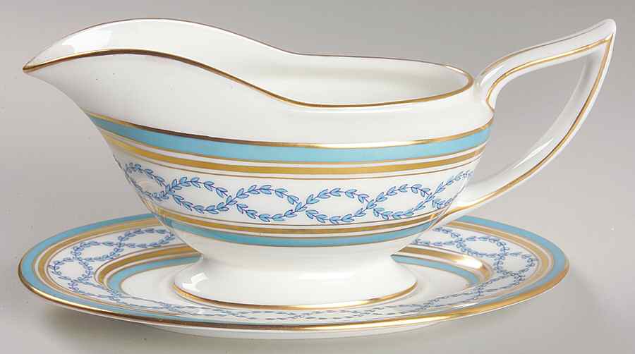 Antoinette Aqua Gravy Boat & Underplate by Minton-1
