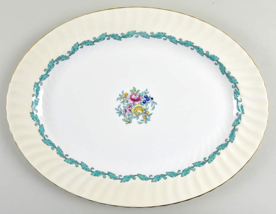 Ardmore Ivory and Turquoise 16" Oval Serving Platter by Minton-1