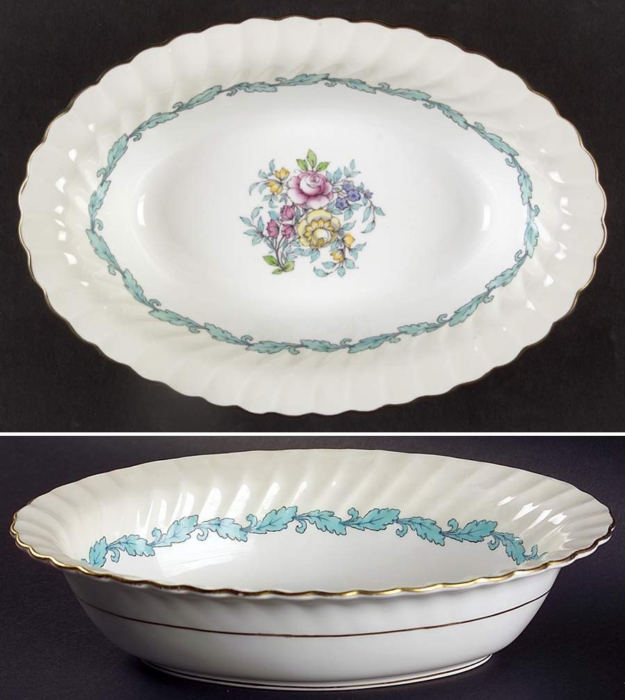Ardmore Ivory and Turquoise 10" Oval Vegetable Bowl by Minton-1