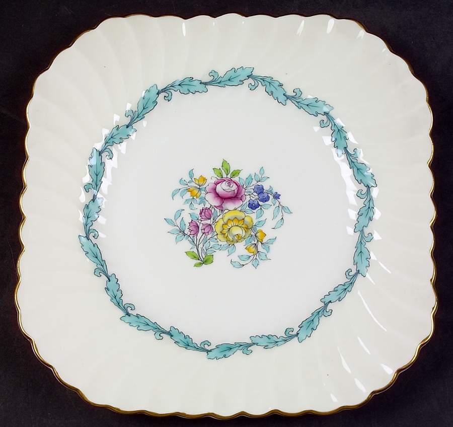 Ardmore Ivory and Turquoise Square Luncheon Plate by Minton-1