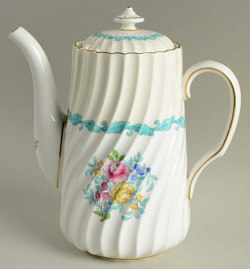 Ardmore Ivory and Turquoise Coffee Pot & Lid by Minton-1