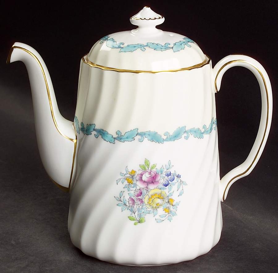 Ardmore Ivory and Turquoise Small Coffee Pot & Lid by Minton-1