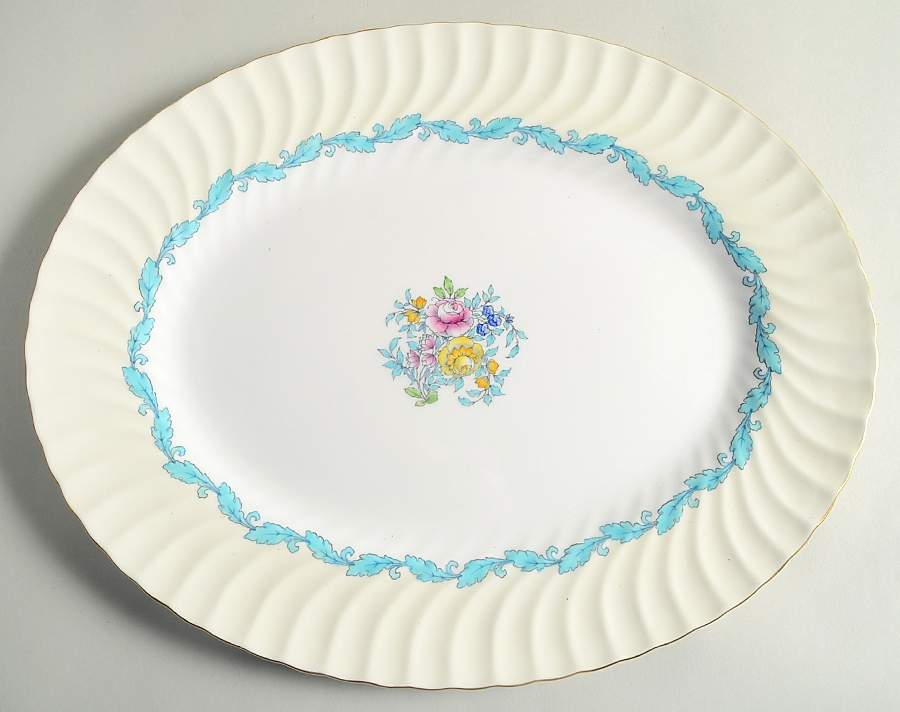 Ardmore Ivory and Turquoise 15" Oval Serving Platter by Minton-1