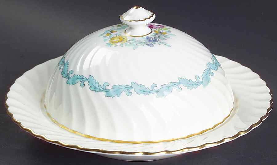 Ardmore Ivory and Turquoise Round Covered Butter by Minton-1