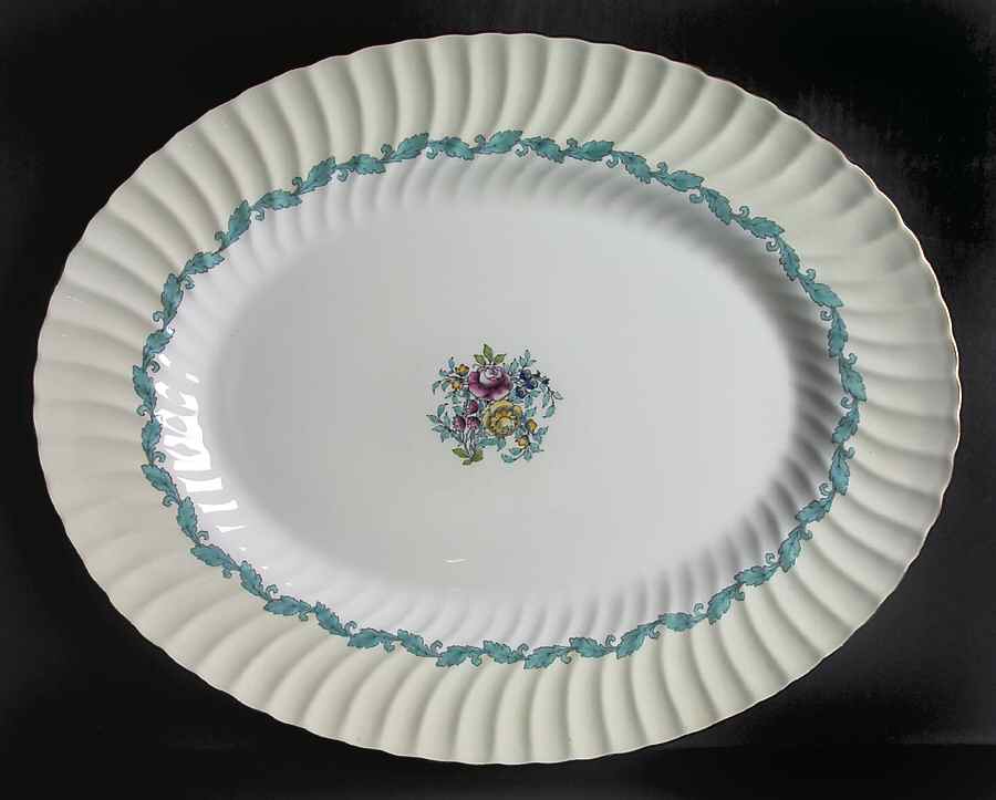 Ardmore Ivory and Turquoise 17" Oval Serving Platter by Minton-1
