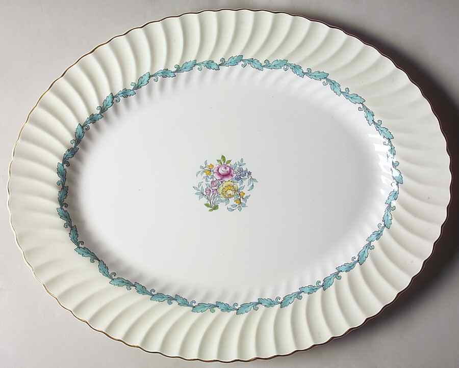 Ardmore Ivory and Turquoise 18" Oval Serving Platter by Minton-1