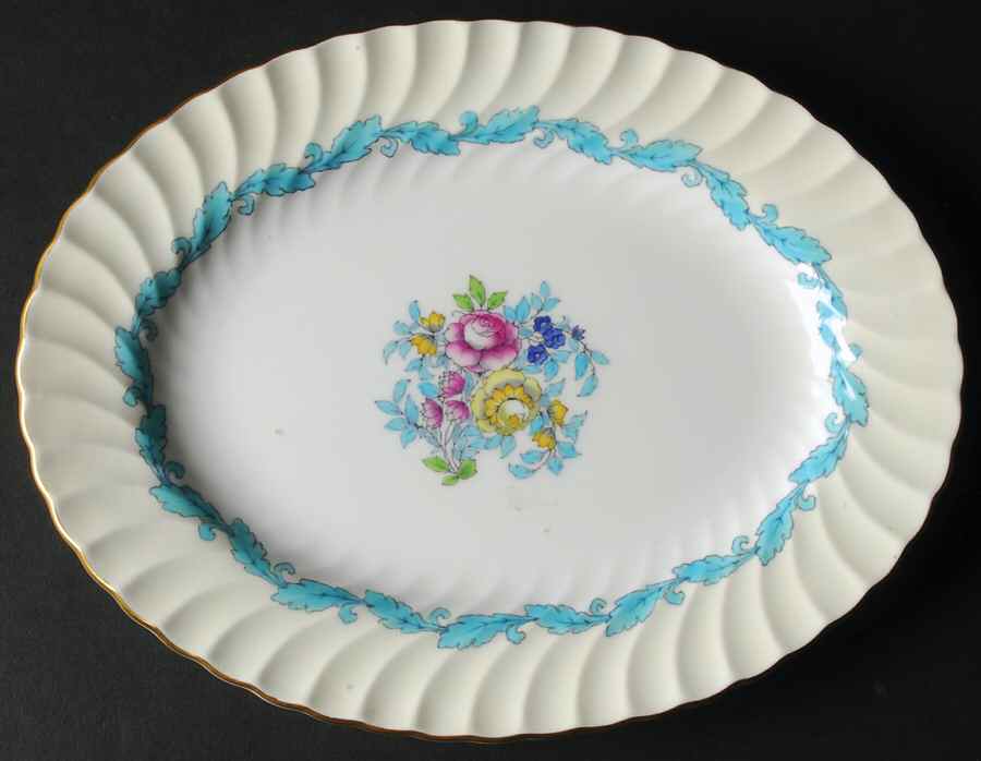 Ardmore Ivory and Turquoise 10" Oval Serving Platter by Minton-1