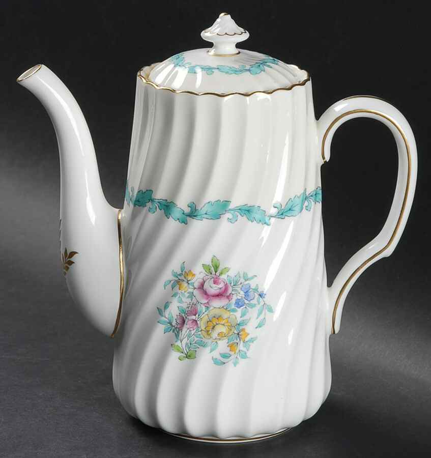 Ardmore Ivory and Turquoise Small Coffee Pot & Lid by Minton-1