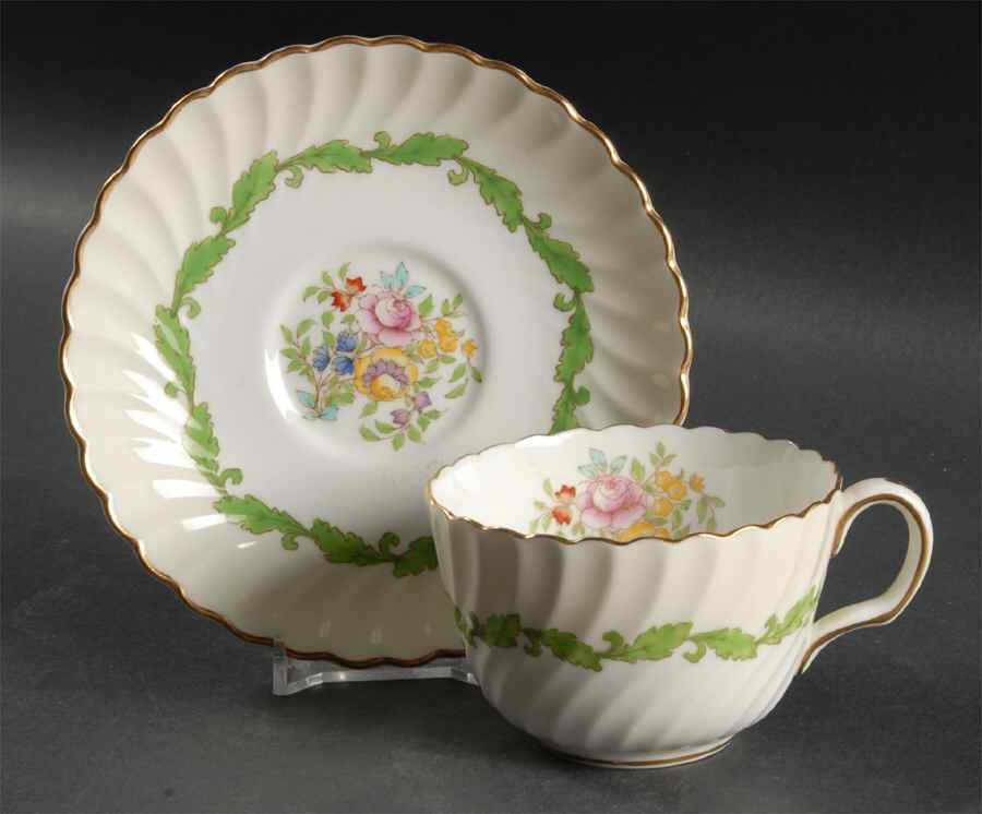 Ardmore (Green Leaf) Flat Cup & Saucer Set by Minton-1