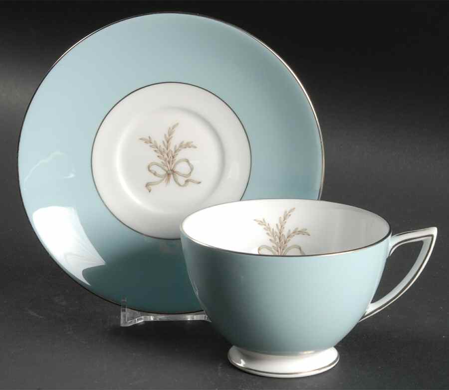 Ardsley Turquoise Footed Cup & Saucer Set by Minton-1