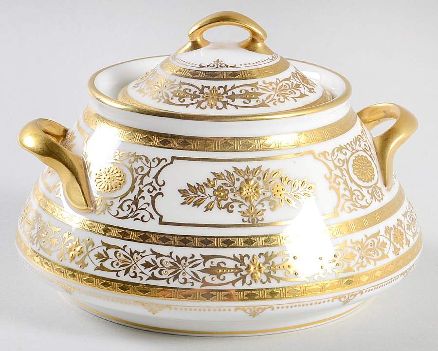 Argyle Ivory Sugar Bowl & Lid by Minton-1