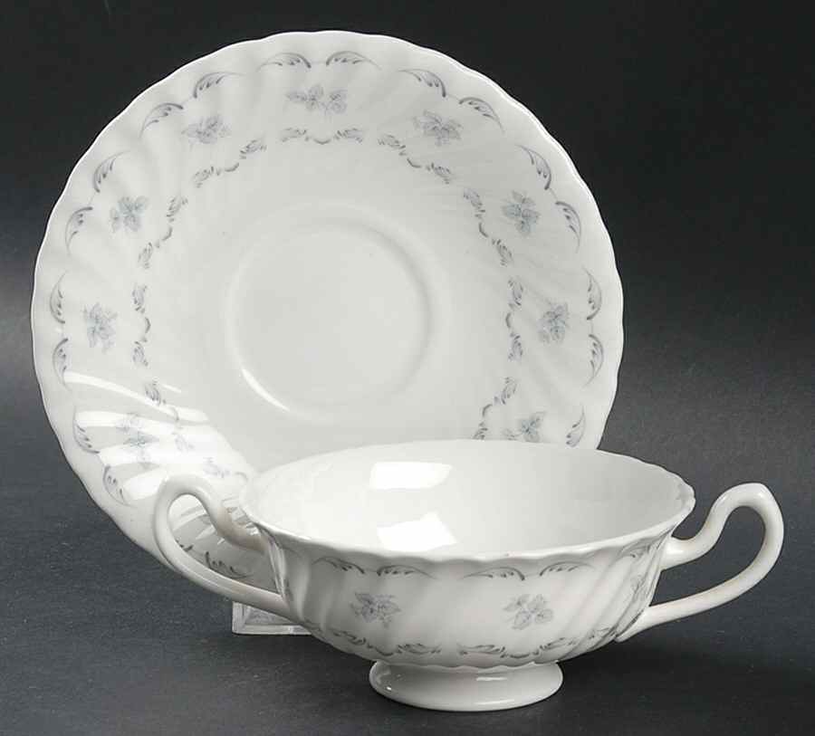 Ariel Footed Cream Soup Bowl & Saucer Set by Minton-1