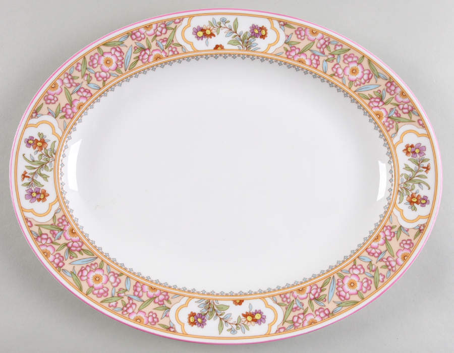Asian Flowers 13" Oval Serving Platter by Minton-1