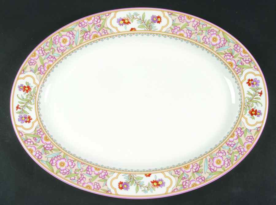 Asian Flowers 16" Oval Serving Platter by Minton-1