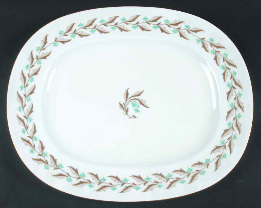 Ashton (Gold Trim) 17" Oval Serving Platter by Minton-1