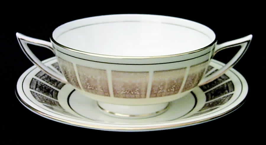 Athena Ivory Footed Cream Soup Bowl & Saucer Set by Minton-1