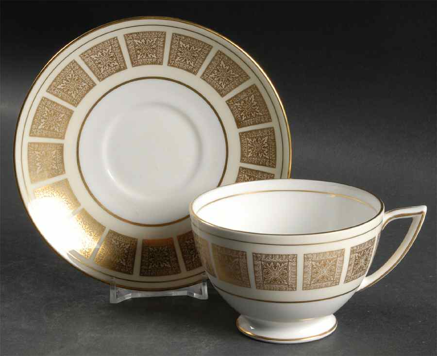 Athena Ivory Footed Cup & Saucer Set by Minton-1