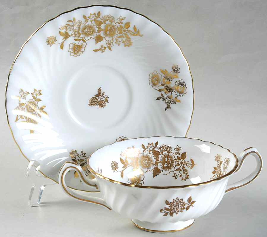 Audley Footed Cream Soup Bowl & Saucer Set by Minton-1