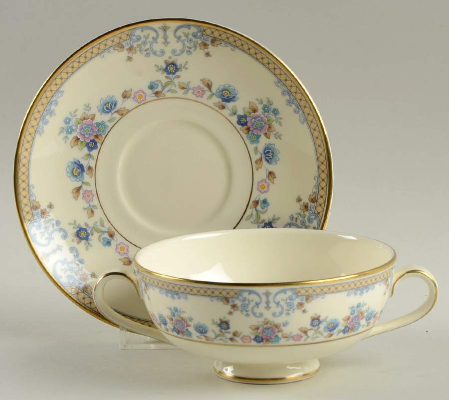 Avonlea Footed Cream Soup Bowl & Cup Saucer Set by Minton-1