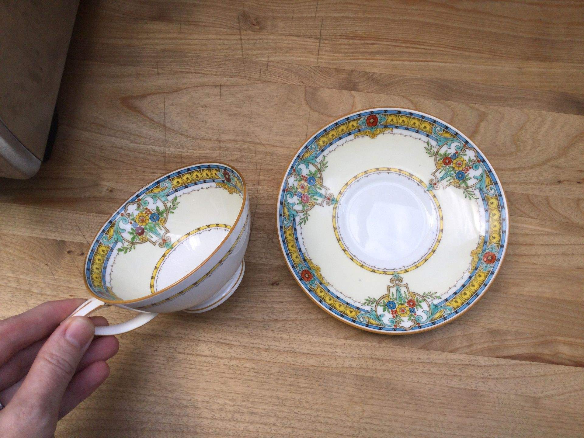 B1073 Footed Cup & Saucer Set by Minton-1
