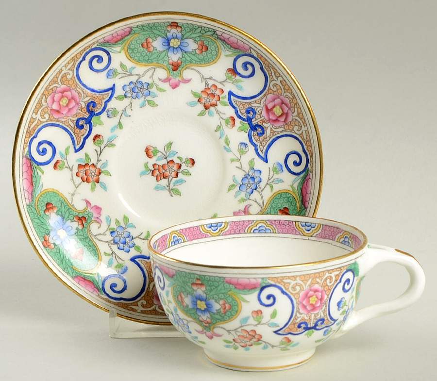 B157 (Gold Trim) Footed Cup & Saucer Set by Minton-1