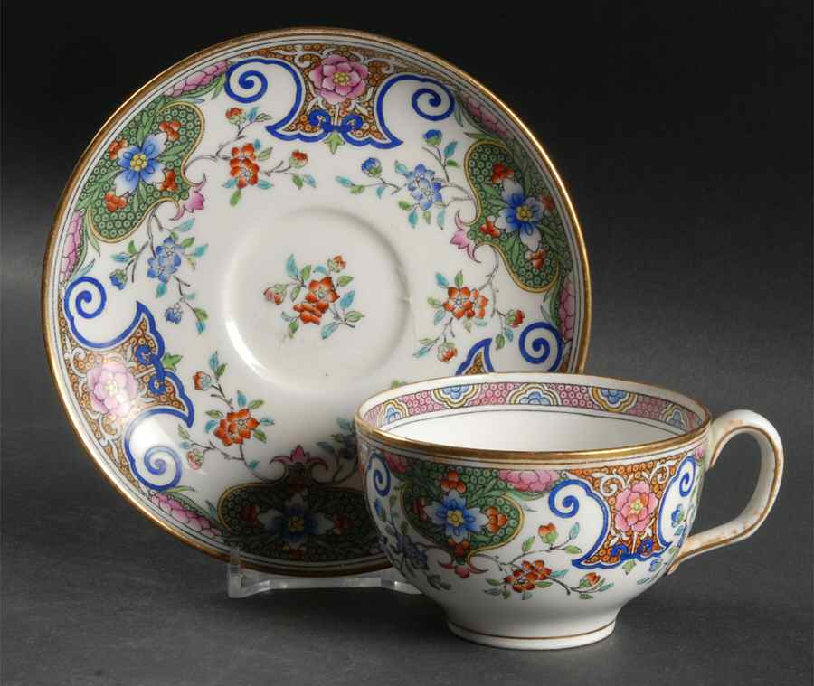 B157 (Gold Trim) Footed Cup & Saucer Set by Minton-1