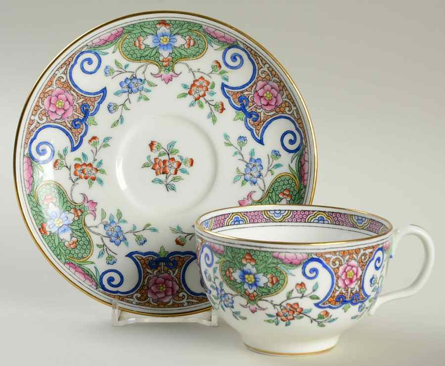 B157 (Gold Trim) Flat Cup & Saucer Set by Minton-1