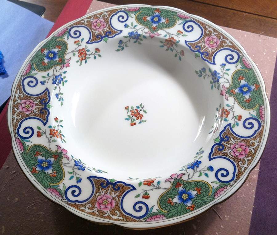 B157 (Gold Trim) Large Rim Soup Bowl by Minton-1