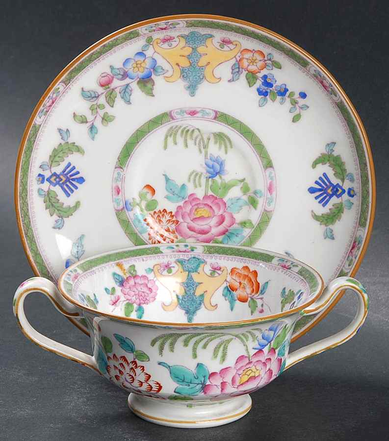 B796 (Smooth) Footed Bouillon Cup & Saucer by Minton-1