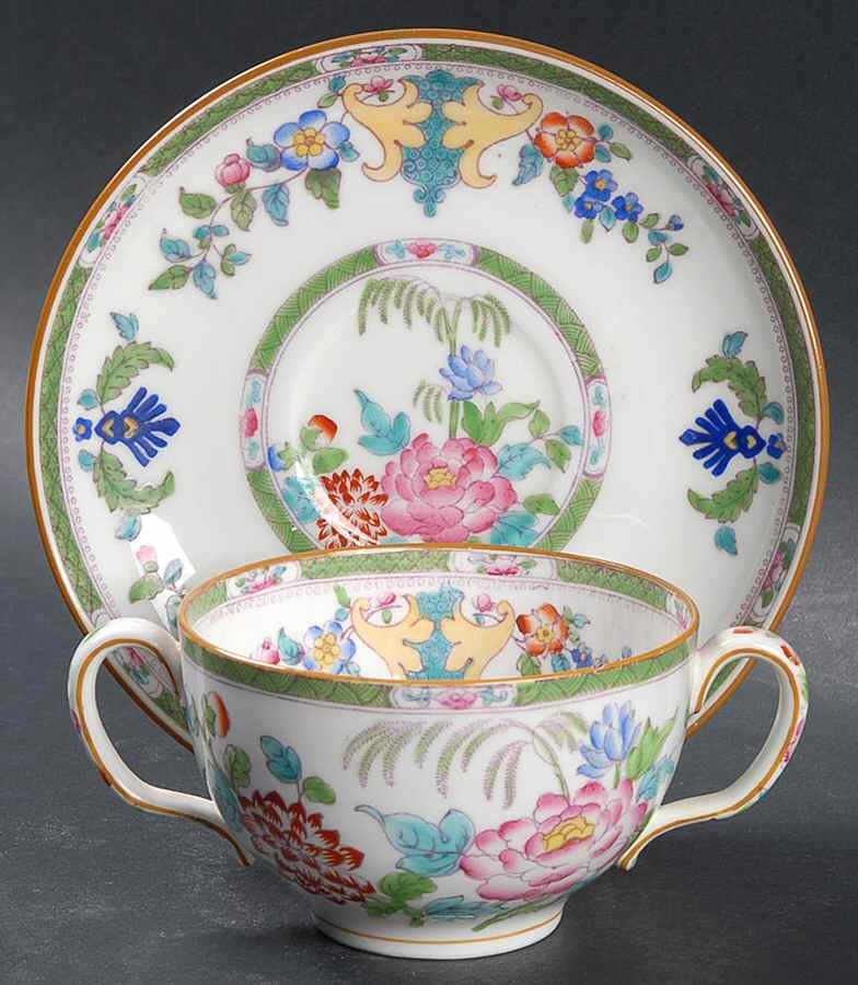 B796 (Smooth) Flat Bouillon Cup & Saucer by Minton-1