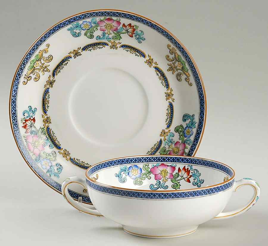 B898 (Smooth Edge) Flat Cream Soup Bowl & Saucer Set by Minton-1