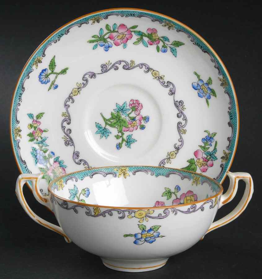 B937 Footed Cream Soup Bowl & Saucer Set by Minton-1