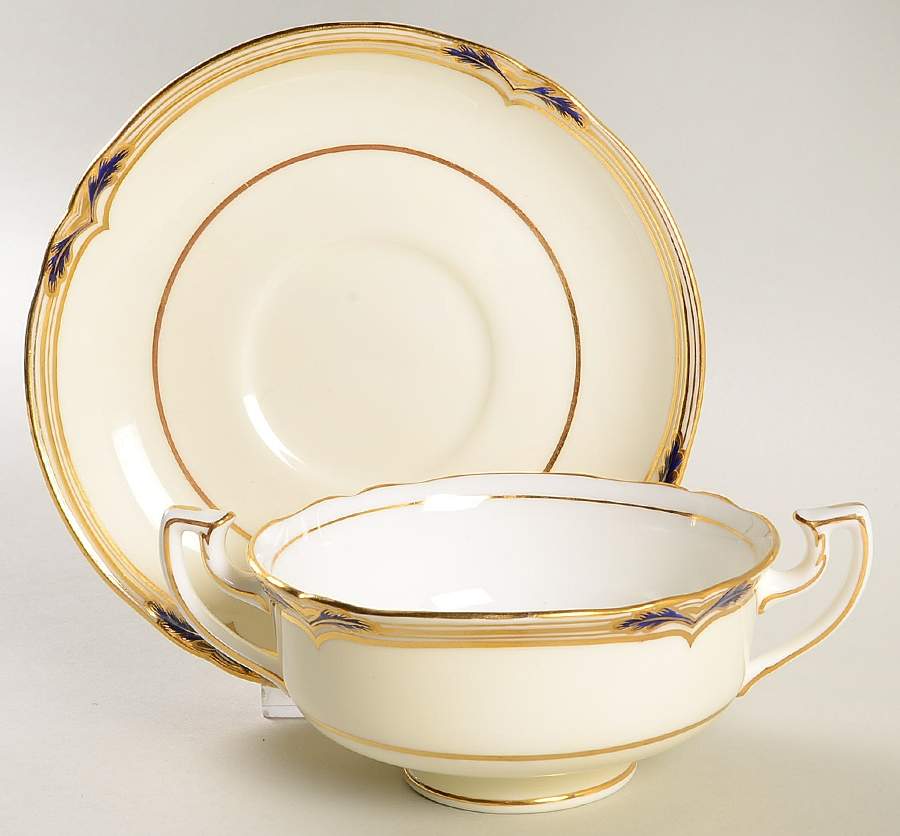 Baccleuch Footed Cream Soup Bowl & Saucer Set by Minton-1