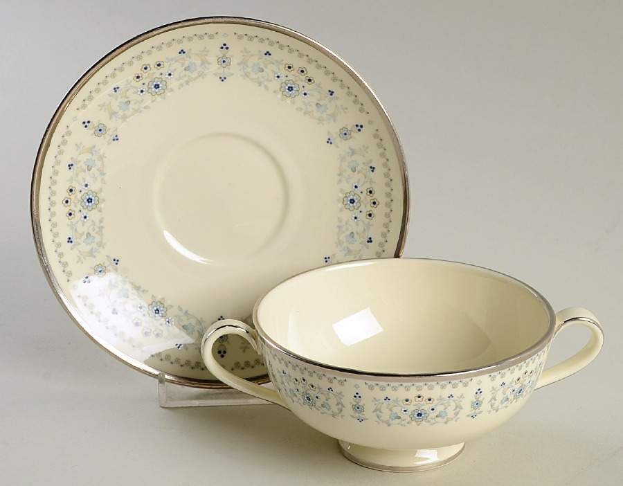 Beaumaris Footed Cream Soup Bowl & Saucer Set by Minton-1