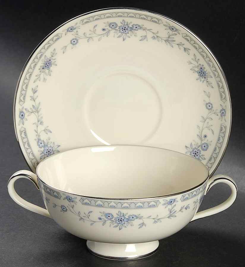 Bellemeade Footed Cream Soup Bowl & Cup Saucer Set by Minton-1