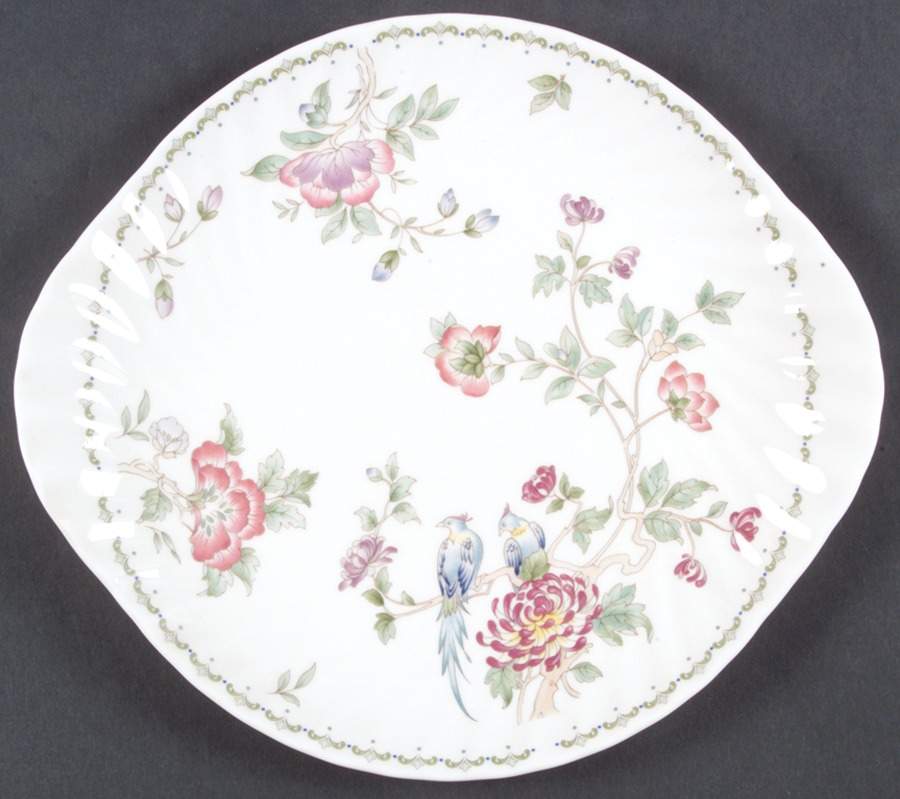 Birds of Paradise Handled Cake Plate by Minton-1